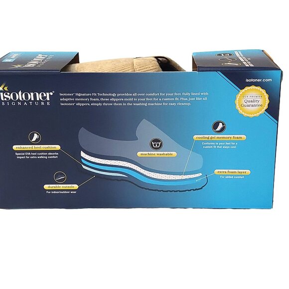 Isotoner Signature Men's Memory Foam Indoor/Outdoor Slippers Pebble Sz XL 12 - Picture 4 of 8